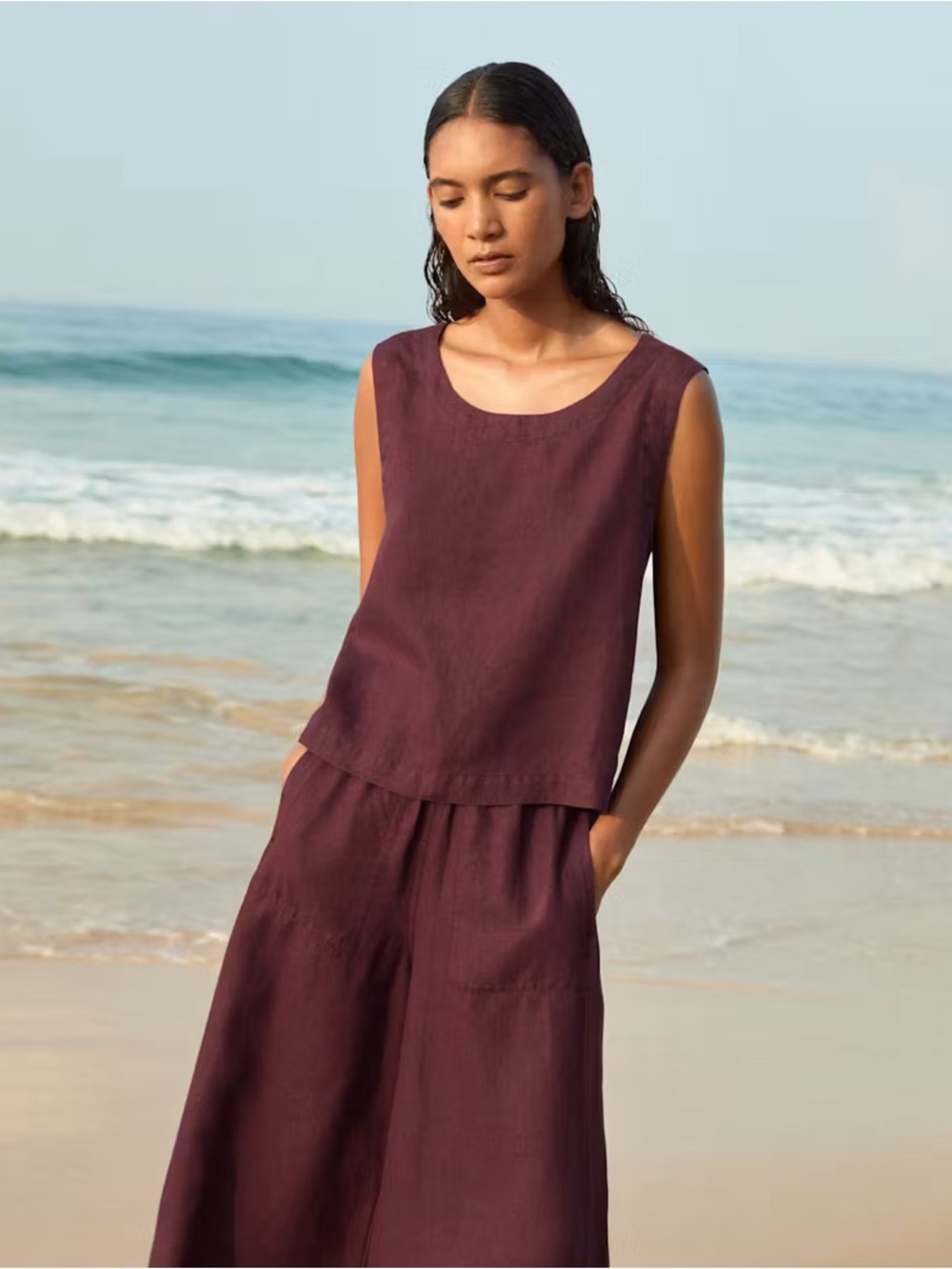 🌱Poetry Linen Button Back Tank